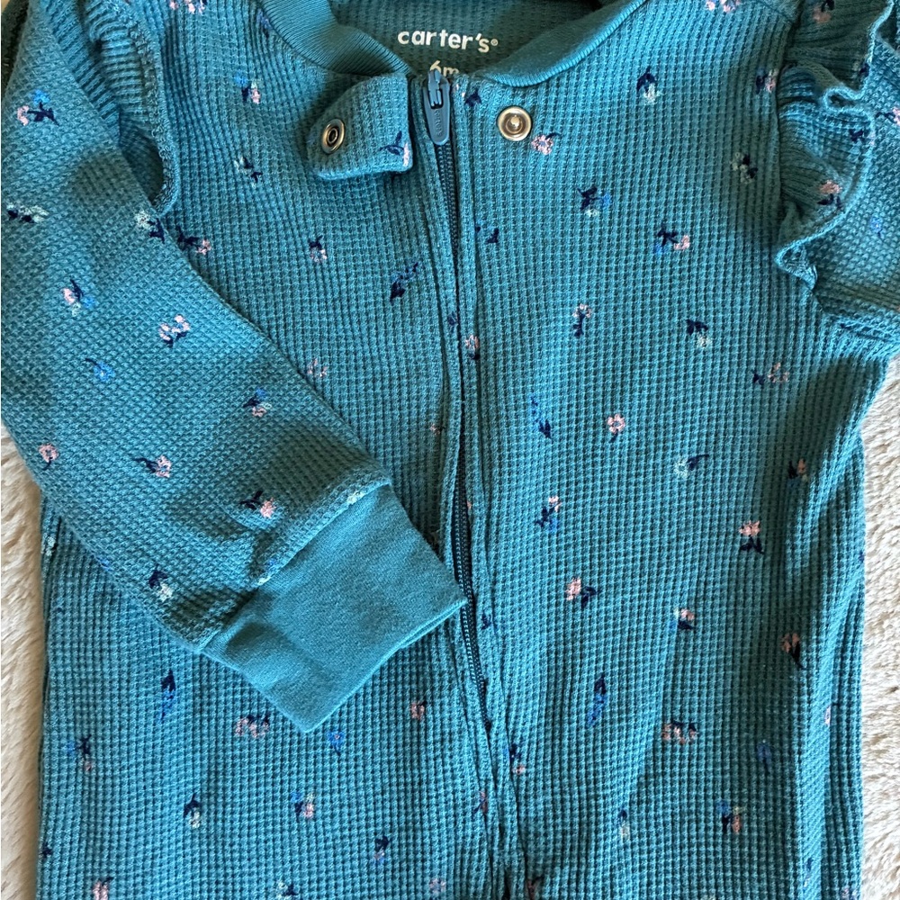 Carter's Blue Floral One Piece Footie size 6months
